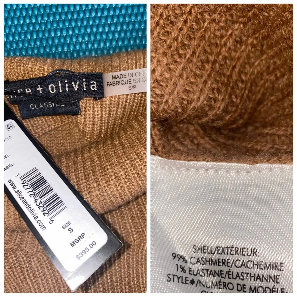 Alice + Olivia Caprice Oversized Cashmere Brown Turtleneck Sweater Top